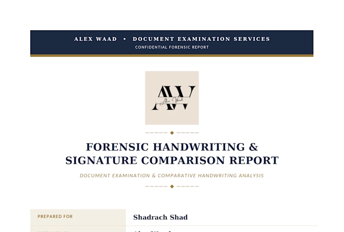 forensic document, handwriting, signature analysis, report, forgery detection